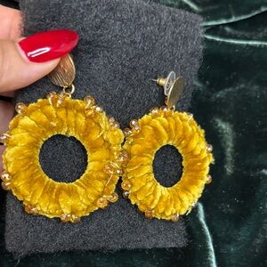 Golden Velvet Hoop Earrings